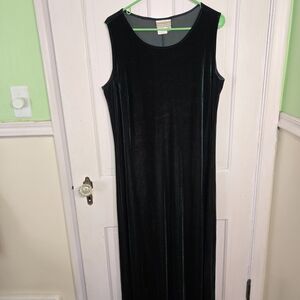 Coldwater Creek Vintage Hunter Green Velvet Maxi Dress Size 1X
